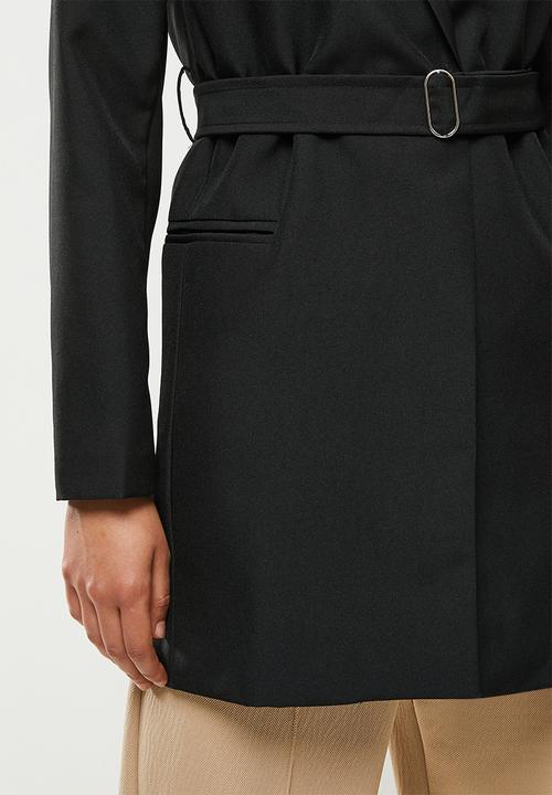 dailyfriday - Belted longline blazer - black