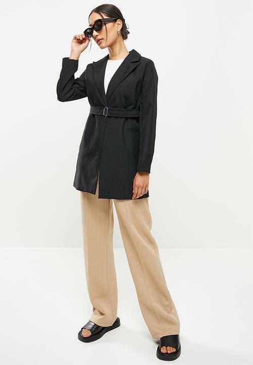 dailyfriday - Belted longline blazer - black