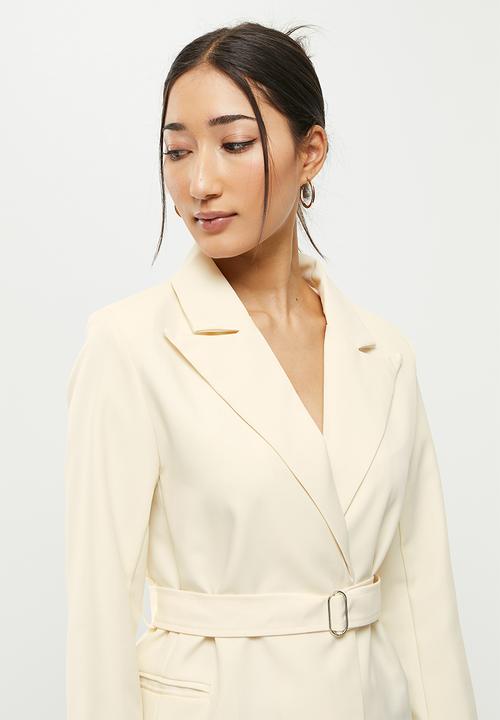 dailyfriday - Belted longline blazer - off white