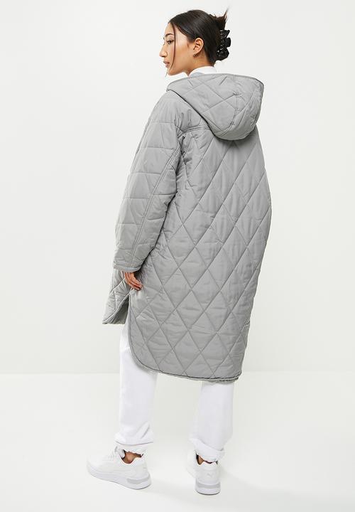 dailyfriday - Quilted midi shacket - light grey