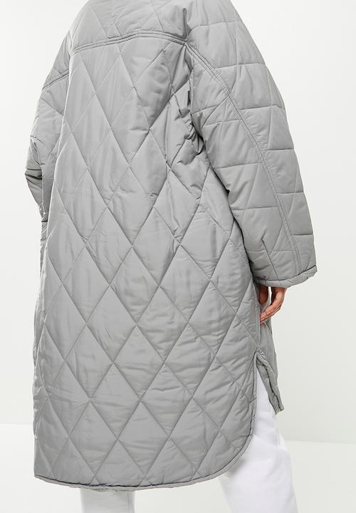 dailyfriday - Quilted midi shacket - light grey