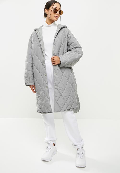 dailyfriday - Quilted midi shacket - light grey