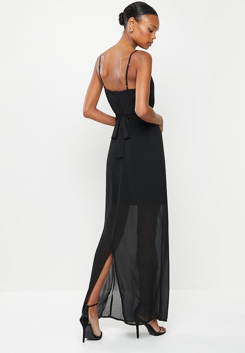 Missguided - Strappy tie waist maxi dress  - black