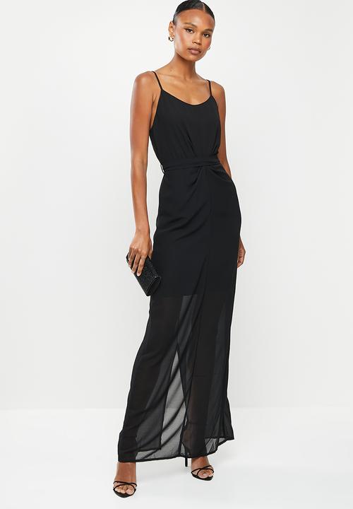 Missguided - Strappy tie waist maxi dress  - black