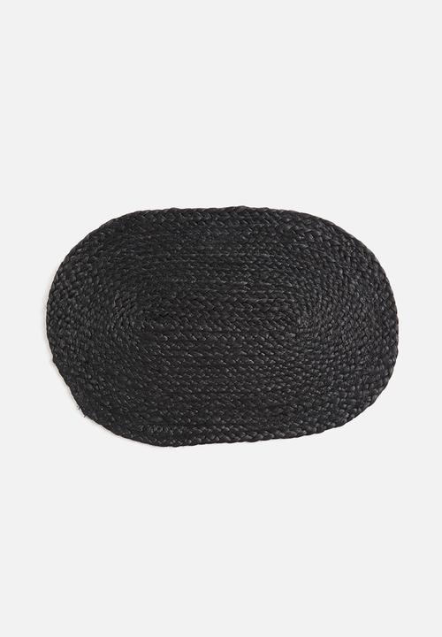 Sixth Floor - Hava oval woven placemat set of 4-jute - black