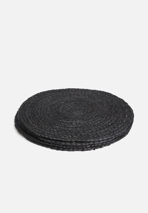 Sixth Floor - Hava round placemat set of 4-jute - black