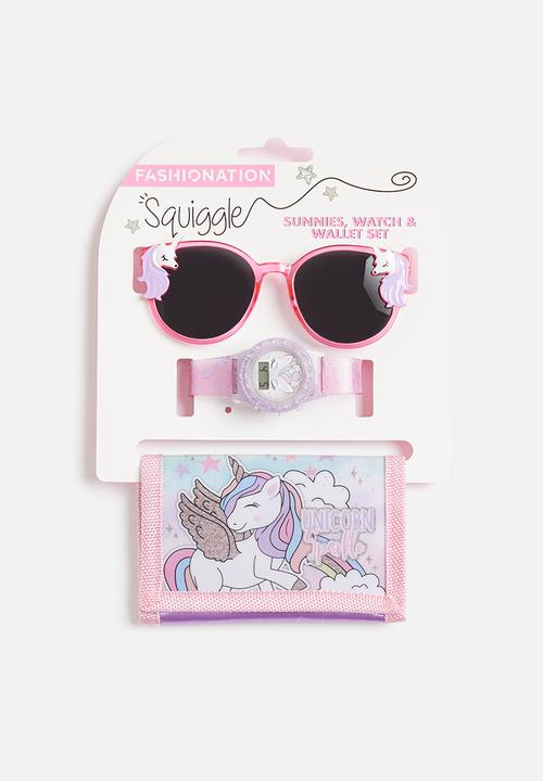 Character Group - Unicorn watch, sunnies and wallet set - pink & purple