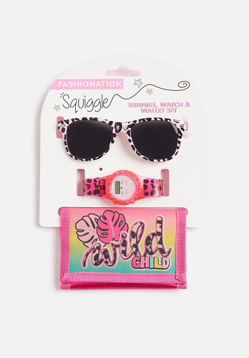 Character Group - Wild child watch, sunnies and wallet set - pink