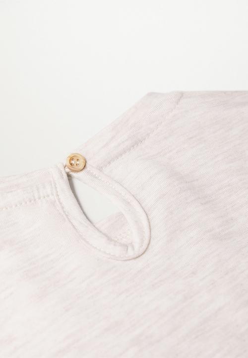MANGO - T-shirt corazon - beige