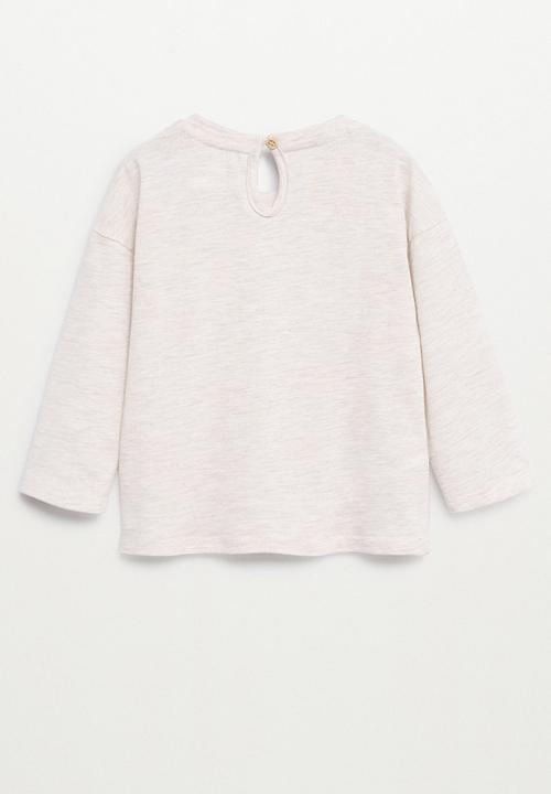 MANGO - T-shirt corazon - beige