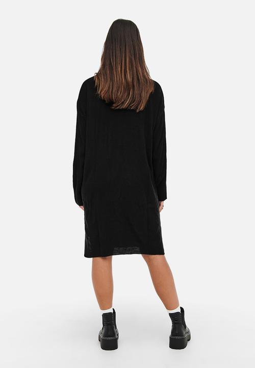 Jacqueline de Yong - Olla long sleeve high neck knit dress - black