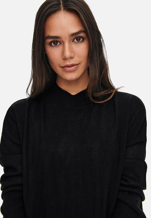Jacqueline de Yong - Olla long sleeve high neck knit dress - black