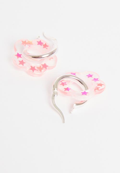 Pina Jewels - Star confetti hoops - pink