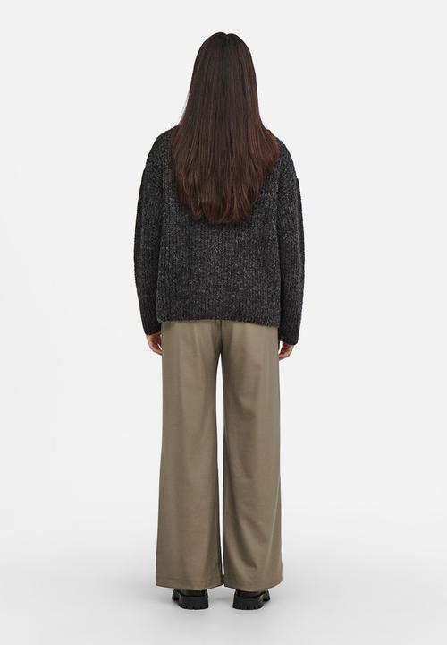 Jacqueline de Yong - Tessa long sleeve double button knit cardigan - dark grey 