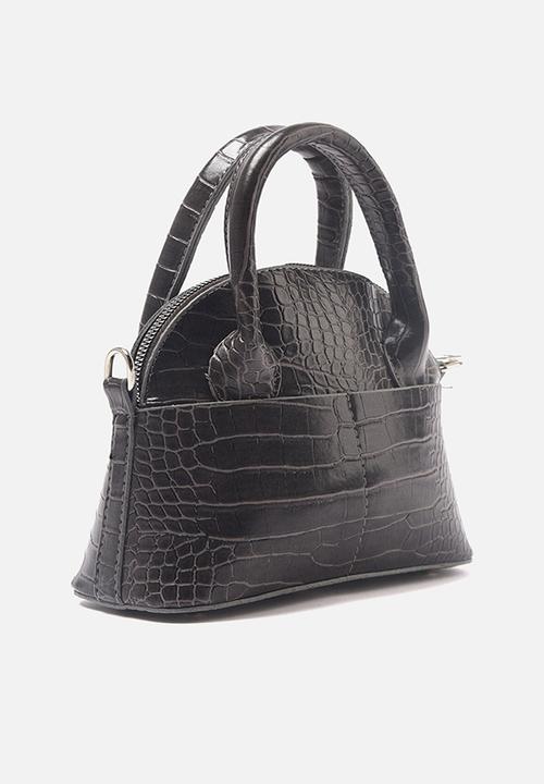 Trendyol - Faux croc top handle bag - black
