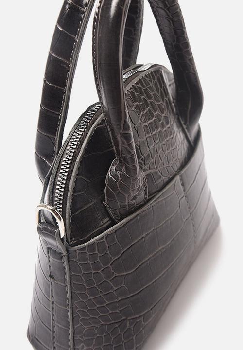 Trendyol - Faux croc top handle bag - black