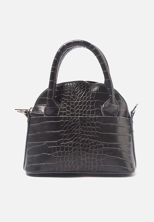Trendyol - Faux croc top handle bag - black