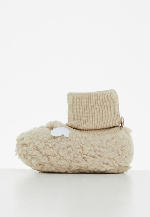 Pop Candy - Baby faux sherpa slipper - beige
