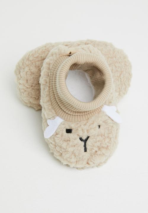 Pop Candy - Baby faux sherpa slipper - beige