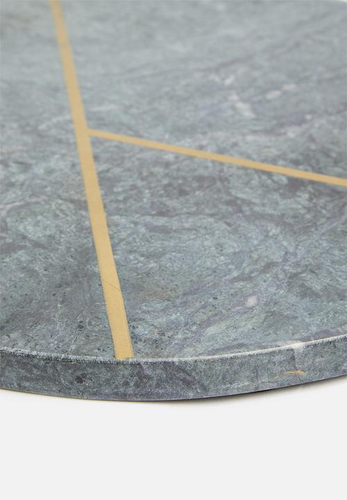 Sixth Floor - Candle Plate with Gold Lines printed - green