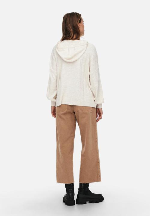 ONLY - New tessa long sleeve hood pullover knit - pumice stone