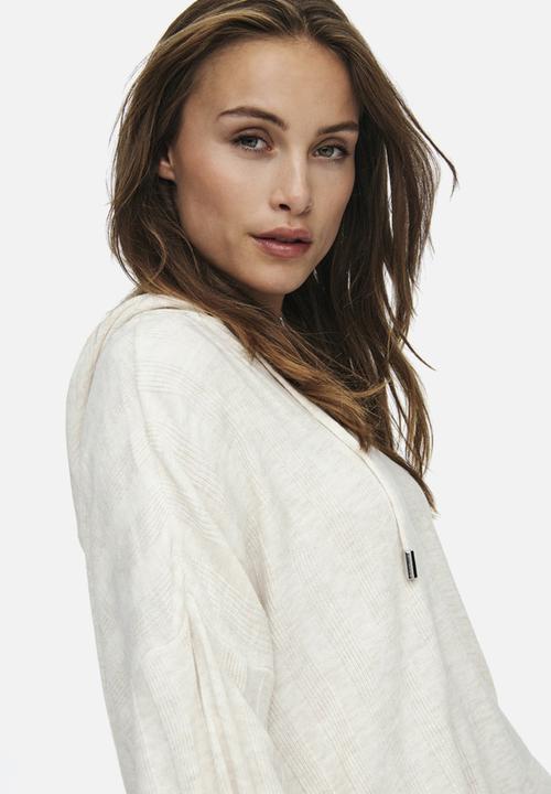 ONLY - New tessa long sleeve hood pullover knit - pumice stone
