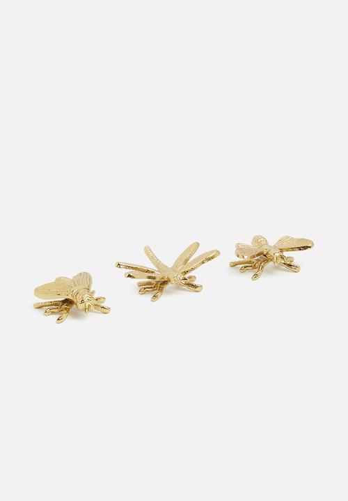 H&S - Crawling insect set of 3 - gold