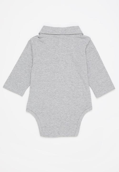 Pop Candy - Baby boys long sleeve golfer - grey