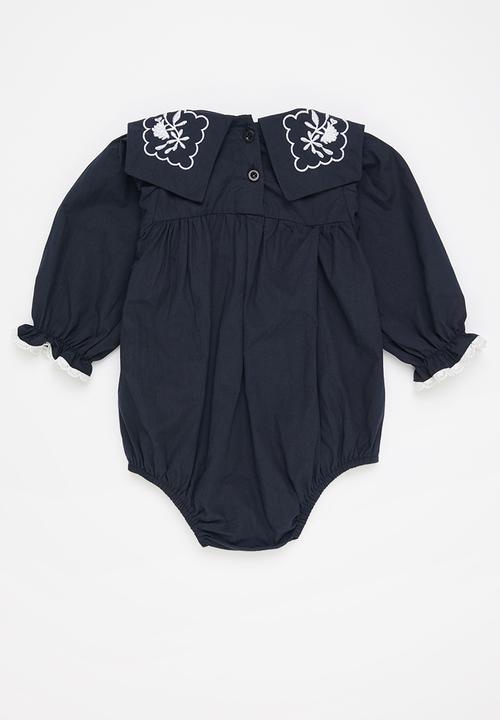 Pop Candy - Baby girls embroidered bodysuit - navy