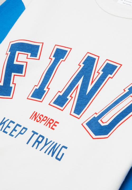 Pop Candy - Boys printed tee - white & blue