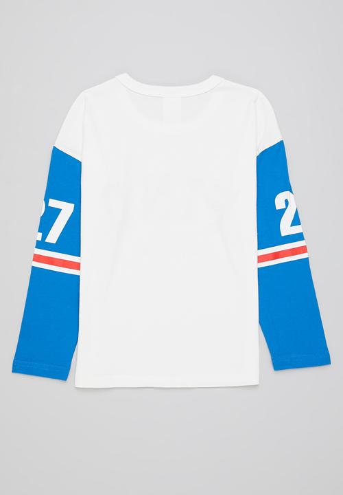 Pop Candy - Boys printed tee - white & blue