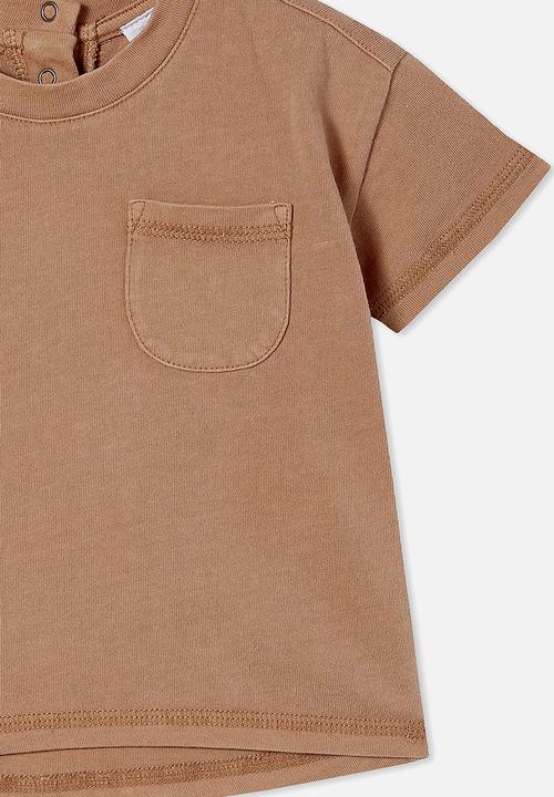Cotton On - Alfie drop shoulder tee - taupy brown wash