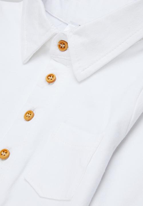 Pop Candy - Baby boys long sleeve golfer - white