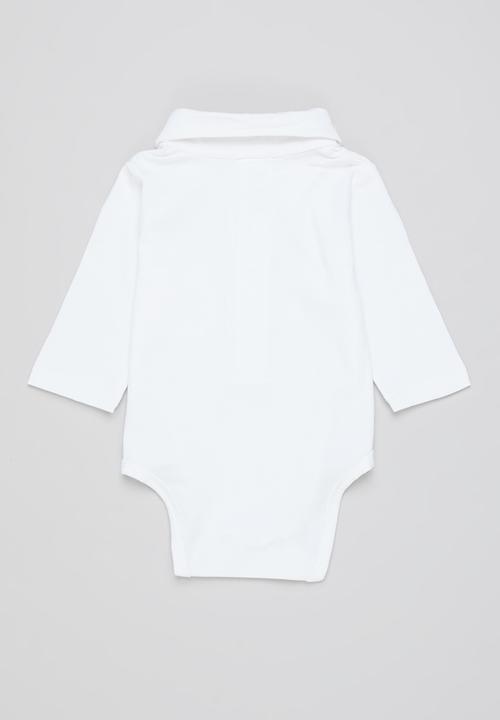 Pop Candy - Baby boys long sleeve golfer - white