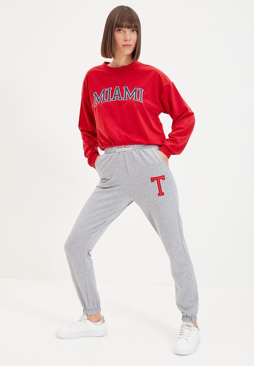 Trendyol - Printed basic jogger thin sweatpants - grey