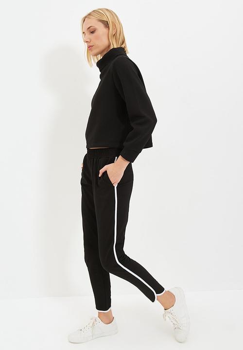 Trendyol - Piping detailed basic jogger thin sweatpants - black