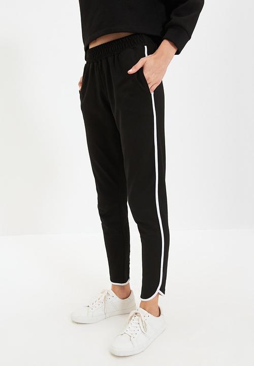 Trendyol - Piping detailed basic jogger thin sweatpants - black