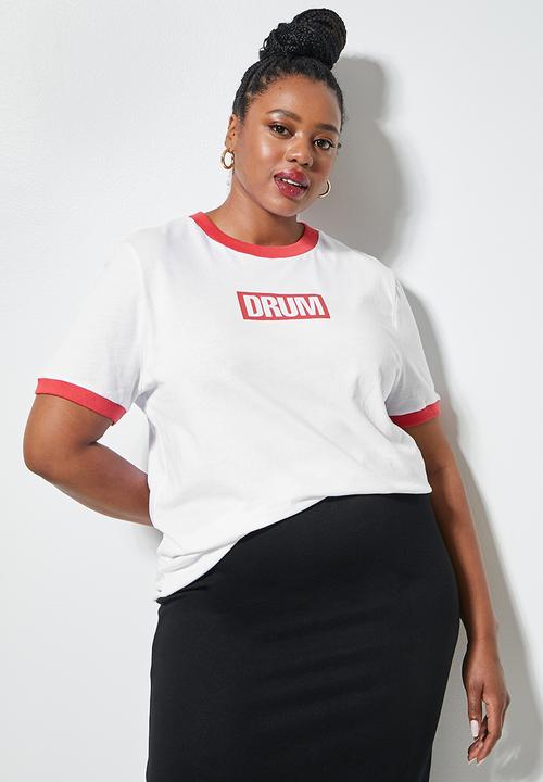 Superbalist - Drum tee - white & red 