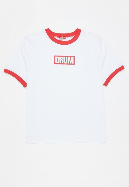 Superbalist - Drum tee - white & red 