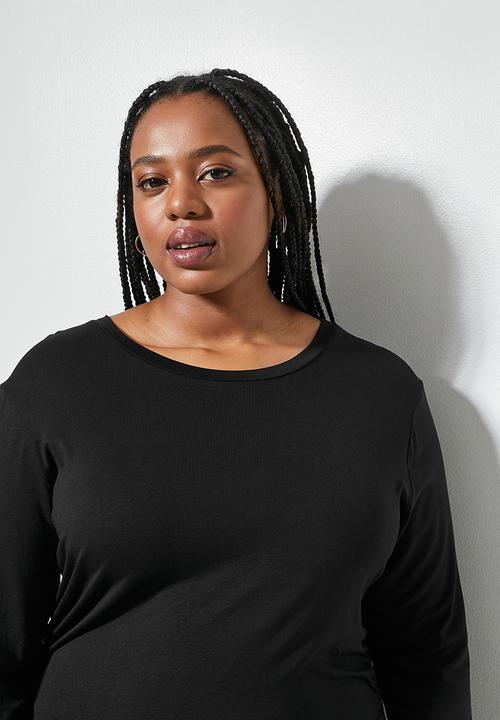 Superbalist - Long sleeve rouched bodycon dress - black