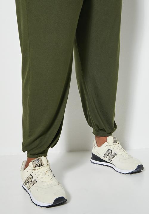 Superbalist - Wide neck drawstring harem jumpsuit - dark khaki