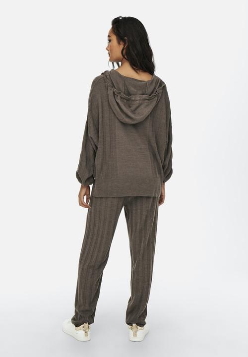 ONLY - New tessa long sleeve hood pullover knit - chestnut