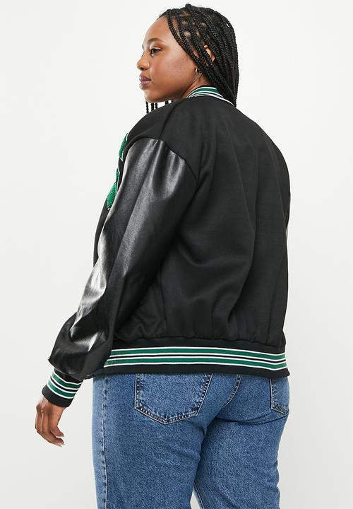 dailyfriday - Plus size college jacket - black/green