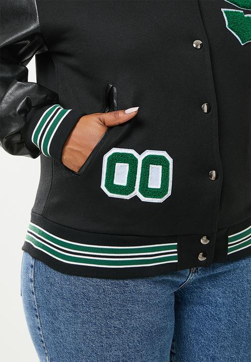 dailyfriday - Plus size college jacket - black/green