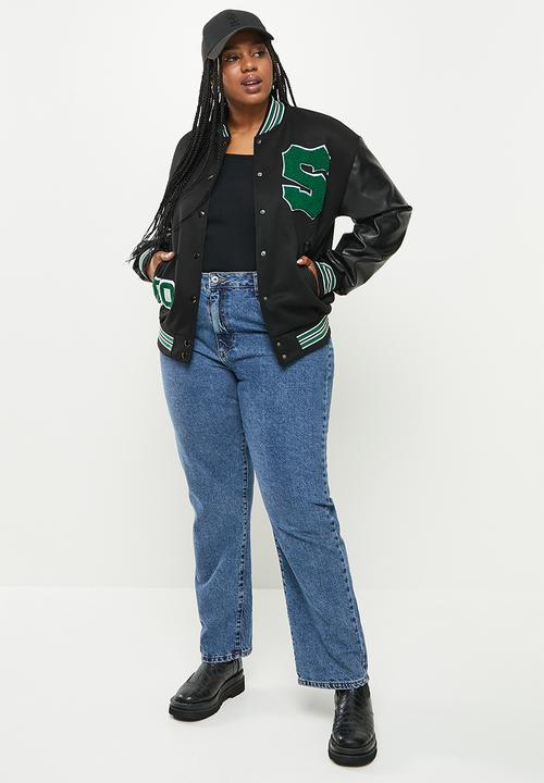 dailyfriday - Plus size college jacket - black/green