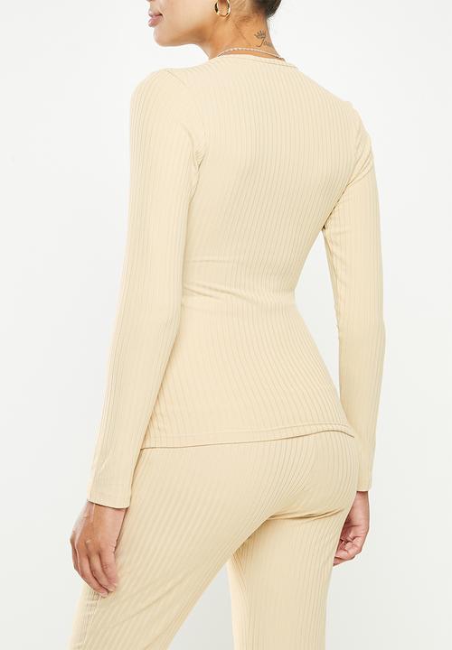 Superbalist - Maternity ls rib nursing T-shirt - stone