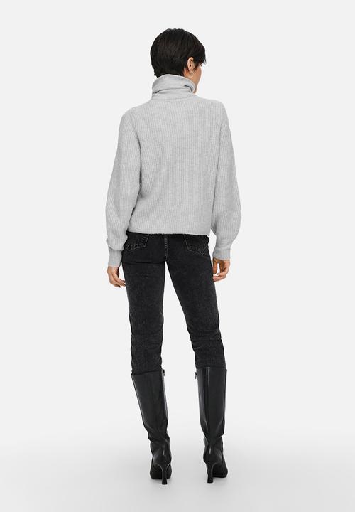 ONLY - Karinna  long sleeve zip pullover knit - light grey melange