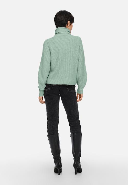 ONLY - Karinna  long sleeve zip pullover knit - frosty green