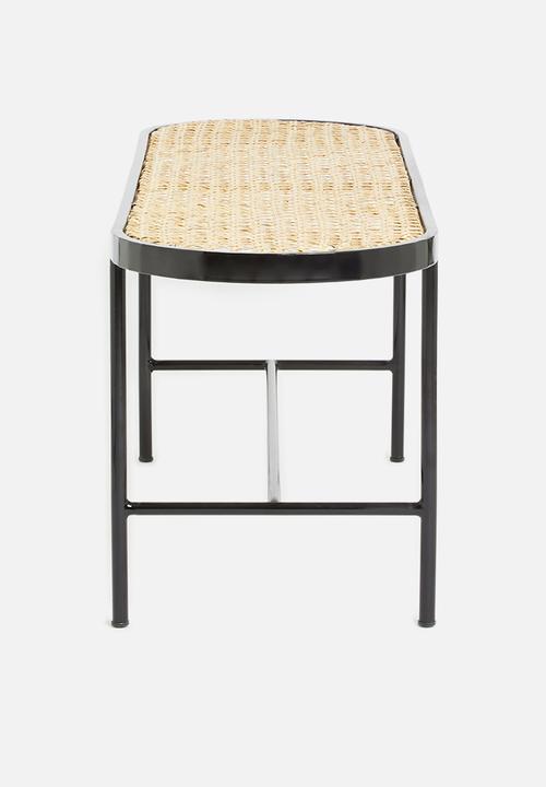 Sixth Floor - Grover rattan bench - natural & black