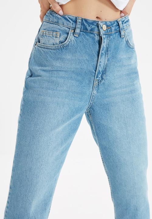 Trendyol - High waist zippered wideleg fit jeans - blue